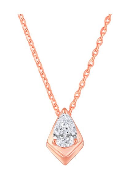 Pear Solitaire Chain Pendant– 14KT Rose Gold - iAMORY
