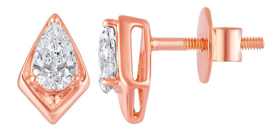 Pear Solitaire Stud Earrings – 14KT Rose Gold - iAMORY