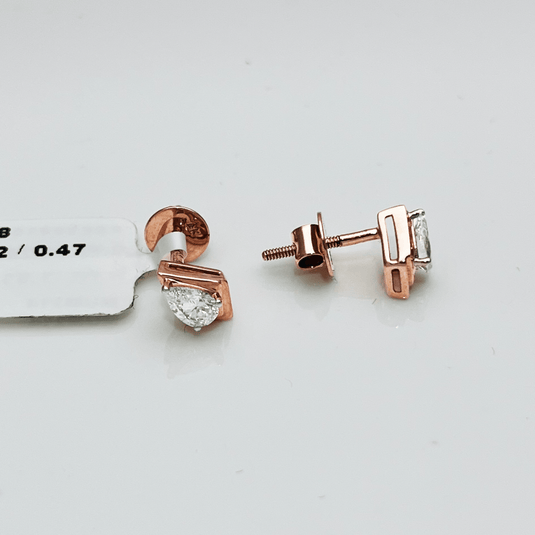 Pear Solitaire Stud Earrings – 14Kt Rose Gold - iAMORY