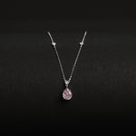 Pink Solitaire Drop 925 Sterling Silver Chain Pendant - iAMORY