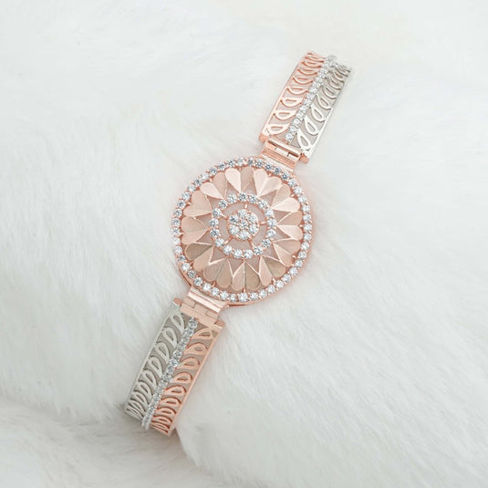 Rose Gold & Silver Elegant Kada For Women