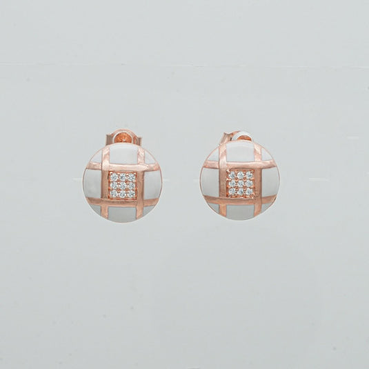 Rose Gold & Silver Ivory Grid Earrings - iAMORY