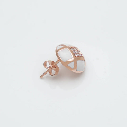 Rose Gold & Silver Ivory Grid Earrings - iAMORY