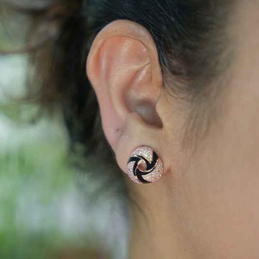 Rose Gold & Silver Midnight Bloom Earring - iAMORY