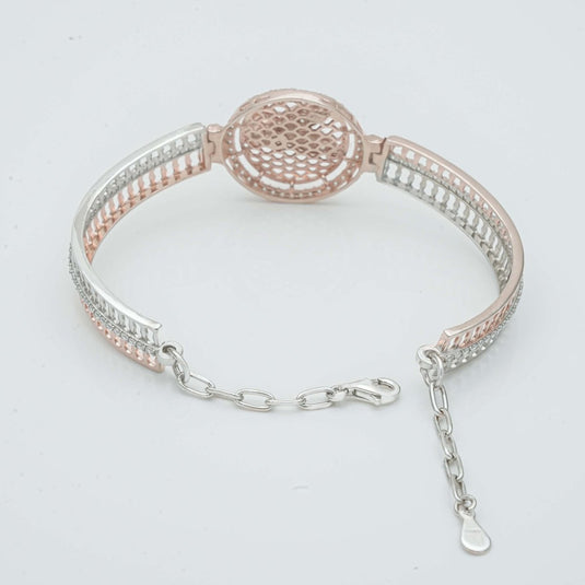 Rose Gold & Silver Rose Petal Kada For Women