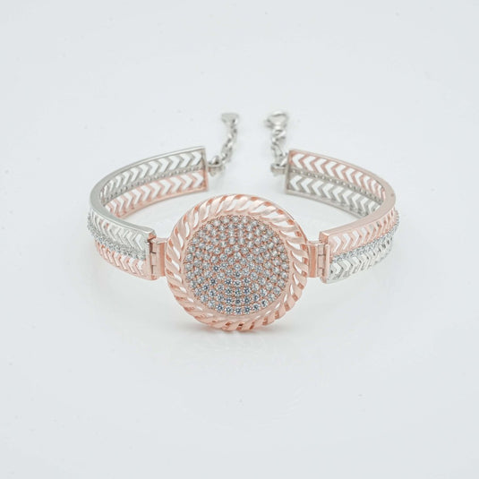 Rose Gold & Silver Watch CZ Kada For Women - iAMORY