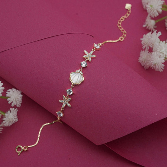 Seaside Symphony Gold polish 925 Sterling Silver Bracelet - iAMORY