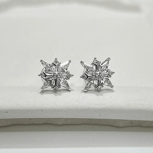 Shining Snowflake 925 Sterling Silver Studs - iAMORY