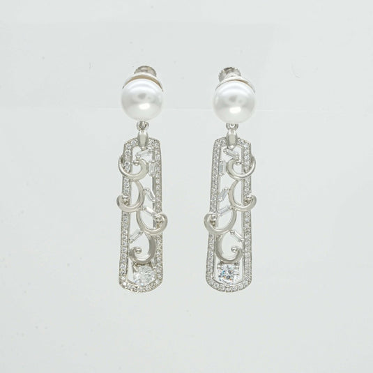 Silver Pearl Legacy Dangler Earrings For Women - iAMORY