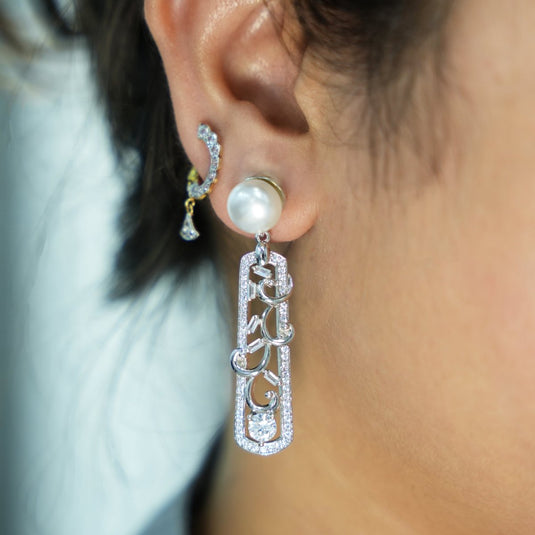 Silver Pearl Legacy Dangler Earrings For Women - iAMORY