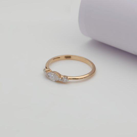 Sleek Marquise Diamond Ladies Ring – 14KT Yellow Gold side angle
