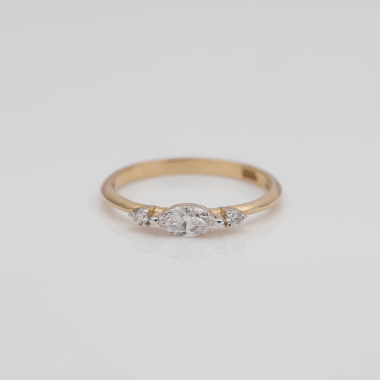 Sleek Marquise Diamond Ladies Ring – 14KT Yellow Gold
