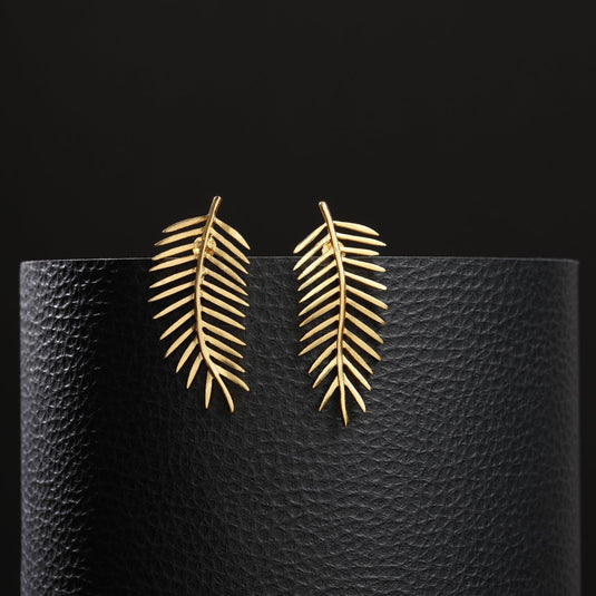 Sun - Kissed Palm Leaf 925 Sterling Silver Earrings - iAMORY