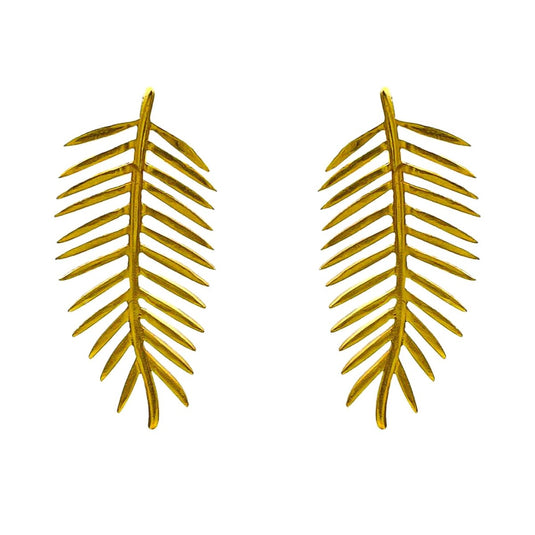 Sun - Kissed Palm Leaf 925 Sterling Silver Earrings - iAMORY