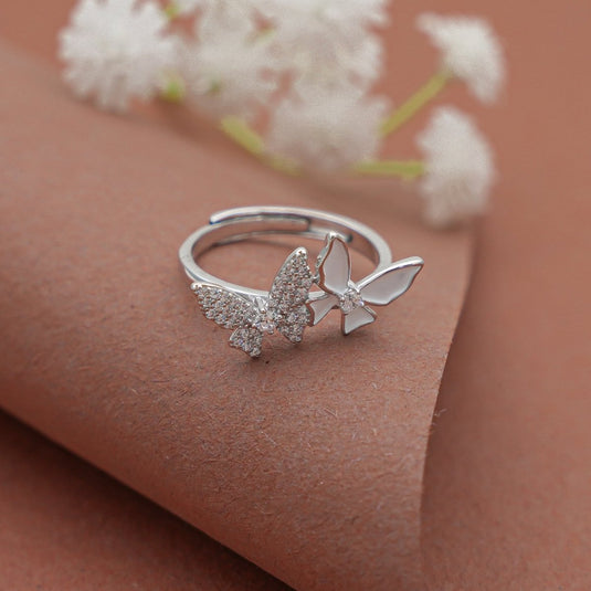 Twin Wings - Duo Butterfly 925 Sterling Silver Ring - iAMORY